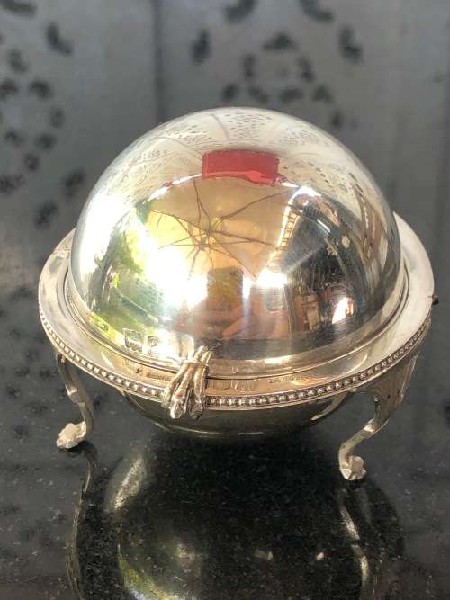 RARE FIND !! SOLID SILVER SAMPSON MORDAN and Co (LONDON HM ROLL TOP INK WELL) - 97.17 grams - c1896
