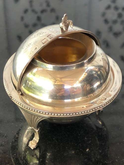 RARE FIND !! SOLID SILVER SAMPSON MORDAN and Co (LONDON HM ROLL TOP INK WELL) - 97.17 grams - c1896