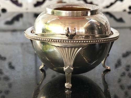 RARE FIND !! SOLID SILVER SAMPSON MORDAN and Co (LONDON HM ROLL TOP INK WELL) - 97.17 grams - c1896
