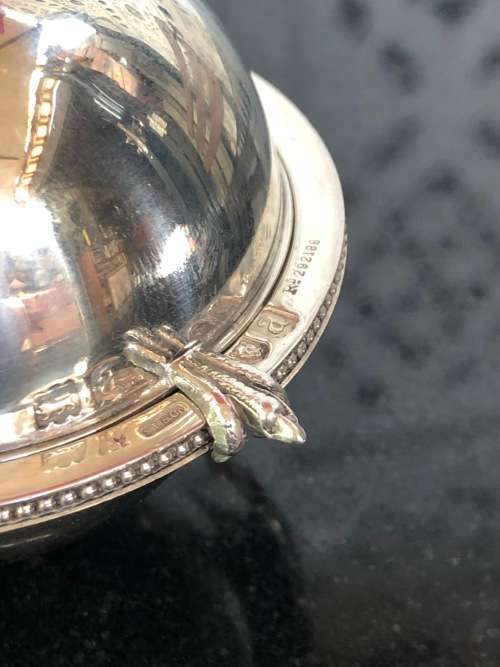 RARE FIND !! SOLID SILVER SAMPSON MORDAN and Co (LONDON HM ROLL TOP INK WELL) - 97.17 grams - c1896
