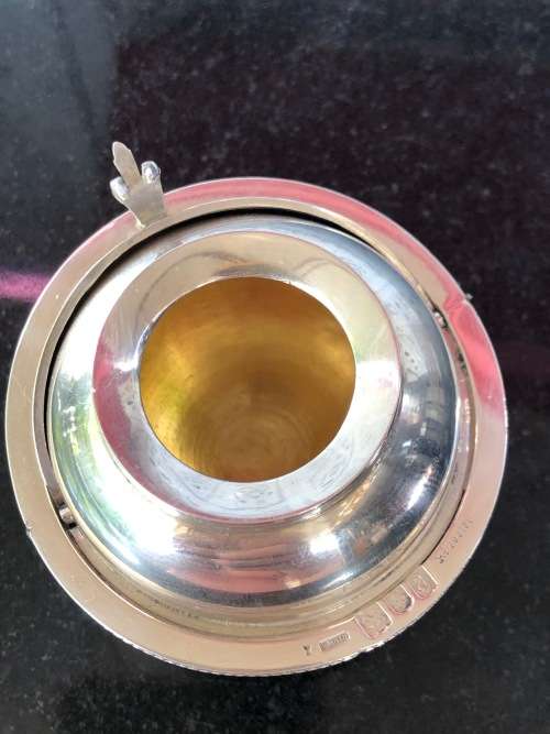 RARE FIND !! SOLID SILVER SAMPSON MORDAN and Co (LONDON HM ROLL TOP INK WELL) - 97.17 grams - c1896