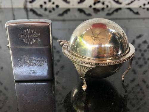 RARE FIND !! SOLID SILVER SAMPSON MORDAN and Co (LONDON HM ROLL TOP INK WELL) - 97.17 grams - c1896