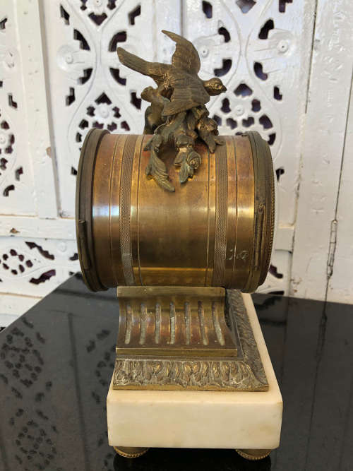 c1900 STUNNING SAMUEL MARTI BRONZE AND MARBLE BASED VICTORIAN MANTLE CLOCK - WITH KEY - WORKING 100%
