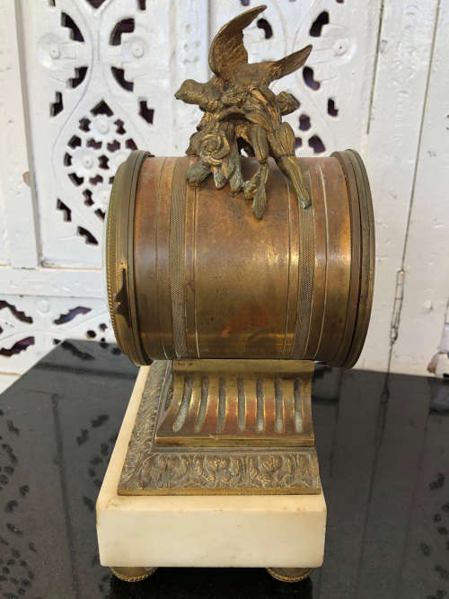 c1900 STUNNING SAMUEL MARTI BRONZE AND MARBLE BASED VICTORIAN MANTLE CLOCK - WITH KEY - WORKING 100%
