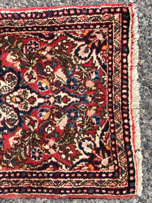 STUNNING NICELY WORN HAND KNOTTED PURE WOOL VEGETABLE DYE THICK PILE PERSIAN RUG - 580 X 850mm