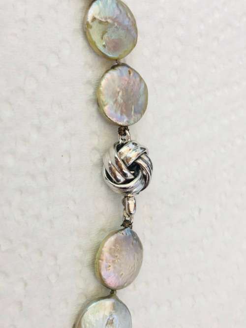 South Sea 18KGP Marked Clasp Genuine Freshwater coin Pearl Beaded Necklace