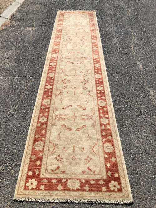 STUNNING VINTAGE PURE WOOL HAND KNOTTED AFGHAN CHOBI PERSIAN CARPET (runner) 3860 X 870mm