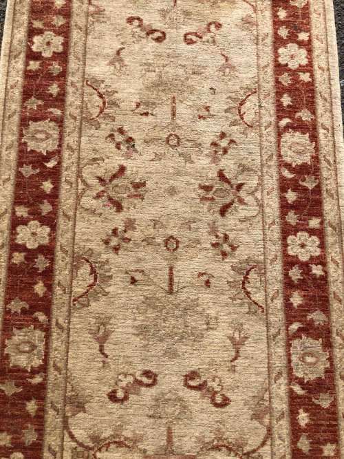 STUNNING VINTAGE PURE WOOL HAND KNOTTED AFGHAN CHOBI PERSIAN CARPET (runner) 3860 X 870mm