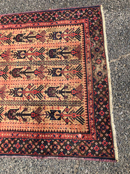 WOW !!! STUNNING NICELY WORN ANTIQUE BALOUCH HAND KNOTTED PERSIAN CARPET - 1080 X 2250mm