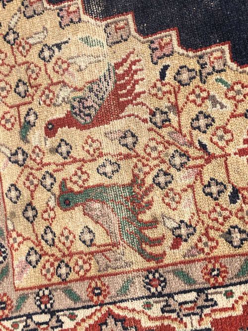 WOW !!! GORGEOUS NICELY WORN ANTIQUE HAND KNOTTED PERSIAN CARPET - 1235 X 1860mm