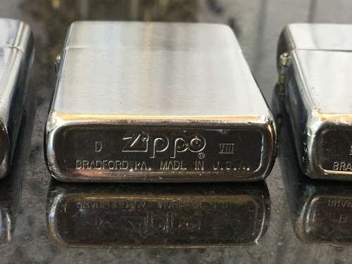 Vintage Lot 2 Genuine Zippo  Bradford USA Lighters. and 1 Kalan China lighter - Used.