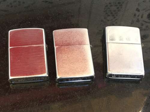 Vintage Lot 2 Genuine Zippo  Bradford USA Lighters. and 1 Kalan China lighter - Used.
