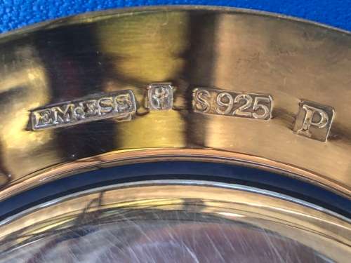 RARE !!! COMMEMORATIVE DE BEERS STERLING SILVER DISH 1888 - 1988 INSET WITH A DIAMOND - 112.62g