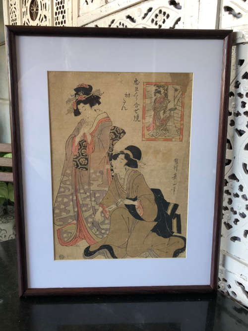 EXTREMELY RARE !!! - KIKUKAWA EIZAN (1787 - 1867) ORIGINAL JAPANESE EDO UKIYO-E WOODBLOCK