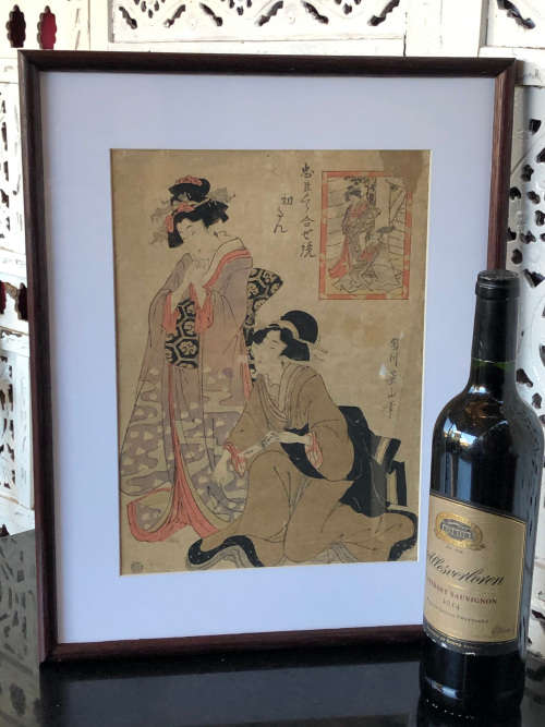 EXTREMELY RARE !!! - KIKUKAWA EIZAN (1787 - 1867) ORIGINAL JAPANESE EDO UKIYO-E WOODBLOCK