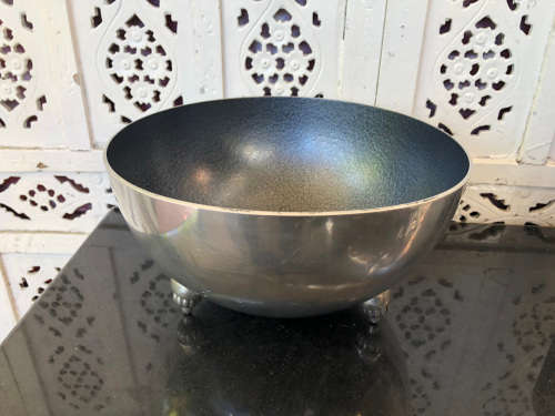 CARROL BOYES FUNCTIONAL ART !!! - LARGE CAST ALUMINIUM SOVIET PATTERN ROUND FRUIT / SALAD BOWL