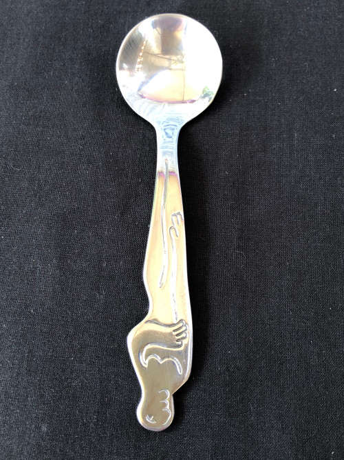 CARROL BOYES FUNCTIONAL ART !!! - STAINLESS STEEL WOMAN PATTERN SUGAR LADLE