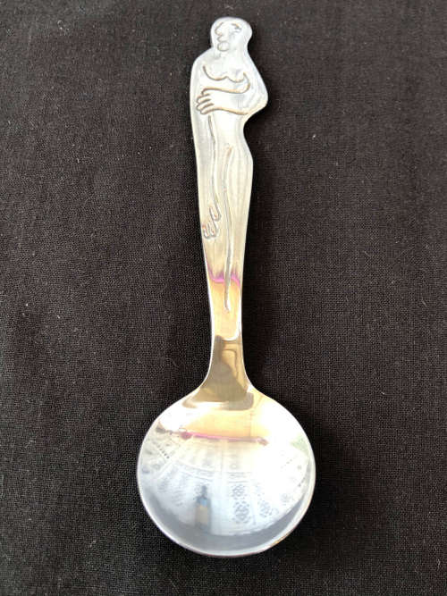 CARROL BOYES FUNCTIONAL ART !!! - STAINLESS STEEL WOMAN PATTERN SUGAR LADLE