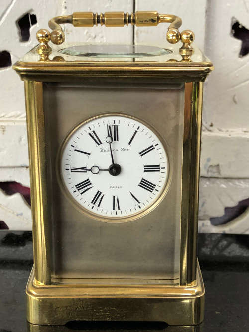 STUNNING BEVELED GLASS HEAVY FRENCH CARRIAGE CLOCK - IMMACULATE CONDITION - FULL WORKING ORDER