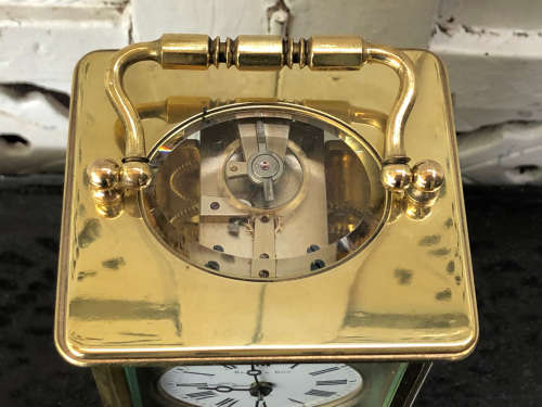 STUNNING BEVELED GLASS HEAVY FRENCH CARRIAGE CLOCK - IMMACULATE CONDITION - FULL WORKING ORDER