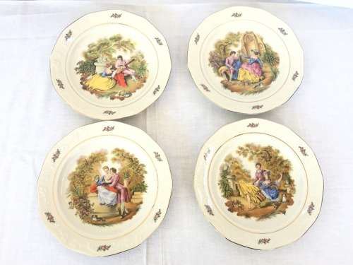 lot Vine Embossed Edge French Fragonard Courting Couples Display Plates By Premier Collector Series