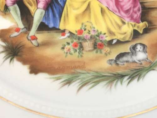 lot Vine Embossed Edge French Fragonard Courting Couples Display Plates By Premier Collector Series