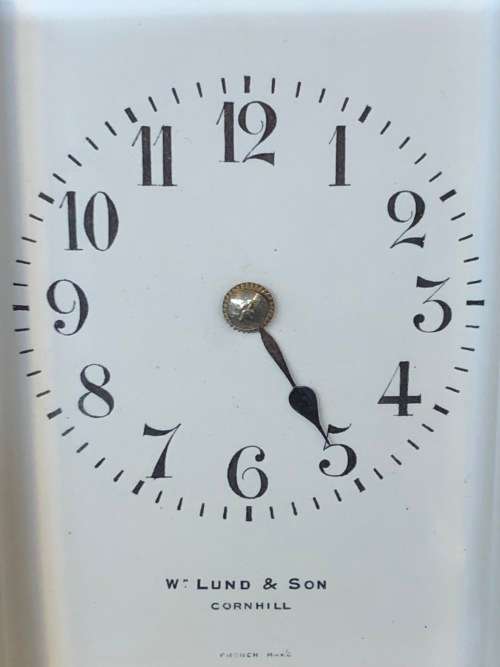 LARGE BRASS AND GLASS FRENCH CHIMING CARRIAGE CLOCK - SELLING AS IS - NO KEY AND NOT WORKING