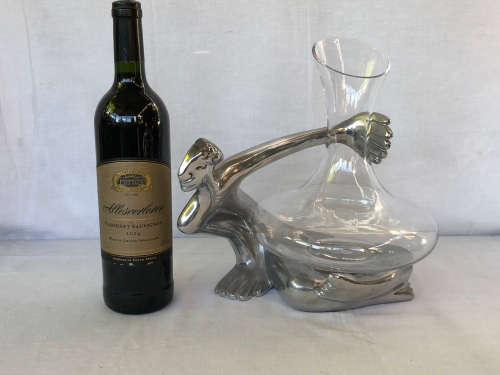 CARROL BOYES FUNCTIONAL ART !!!! - ELEGANT ALUMINIUM AND GLASS CARAFE / DECANTER - `ON THE BRINK`