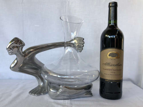 CARROL BOYES FUNCTIONAL ART !!!! - ELEGANT ALUMINIUM AND GLASS CARAFE / DECANTER - `ON THE BRINK`