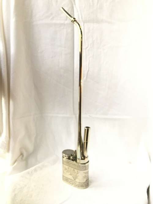 WOW !!! AWESOME LARGE CHINESE SILVER OPIUM PIPE WITH ALL PIECES COMPLETE