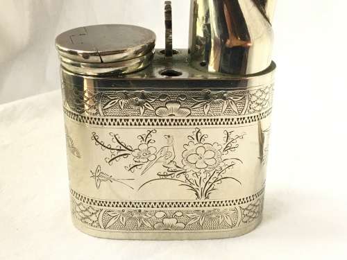 WOW !!! AWESOME LARGE CHINESE SILVER OPIUM PIPE WITH ALL PIECES COMPLETE