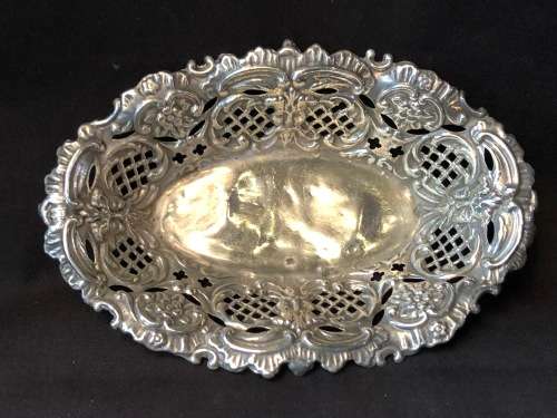 WOW !!! STERLING SILVER PIERCED TRINKET DISH - THOMAS HAYES  - 26.95g - BIRMINGHAM 1901