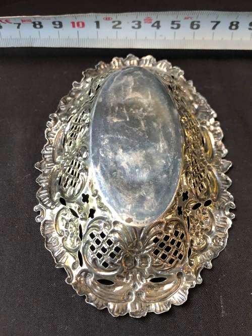 WOW !!! STERLING SILVER PIERCED TRINKET DISH - THOMAS HAYES  - 26.95g - BIRMINGHAM 1901
