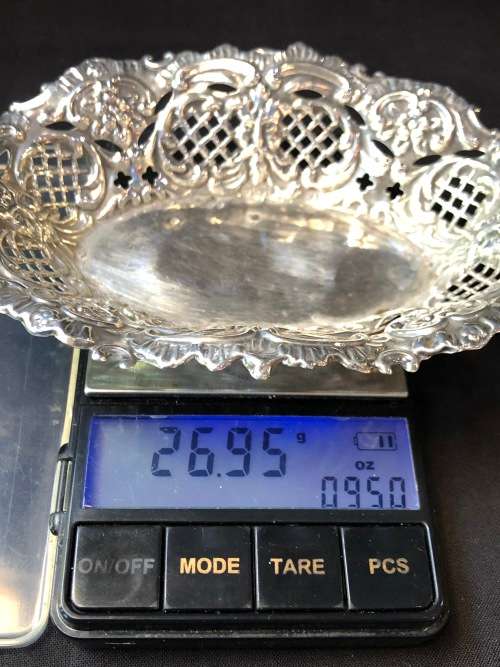 WOW !!! STERLING SILVER PIERCED TRINKET DISH - THOMAS HAYES  - 26.95g - BIRMINGHAM 1901