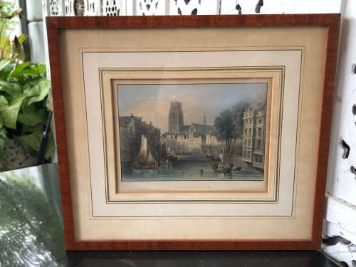 WILLIAM HENRY BARTLETT (1809 - 1854) BEAUTIFUL COLOUR ENGRAVING OF ROTTERDAM - STYLISH FRAME