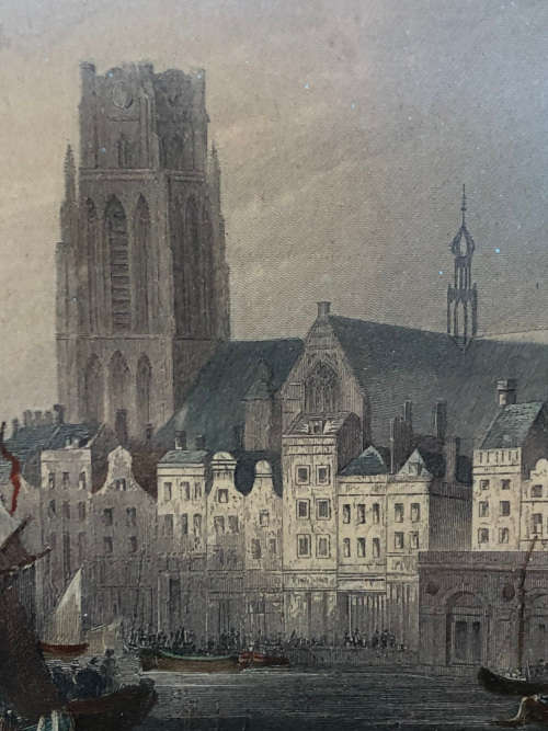WILLIAM HENRY BARTLETT (1809 - 1854) BEAUTIFUL COLOUR ENGRAVING OF ROTTERDAM - STYLISH FRAME