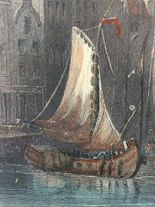 WILLIAM HENRY BARTLETT (1809 - 1854) BEAUTIFUL COLOUR ENGRAVING OF ROTTERDAM - STYLISH FRAME