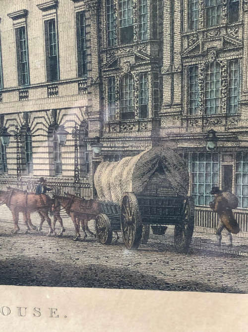 WILLIAM WATTS (1752 - 1851) RARE !!! BEAUTIFUL COLOUR ENGRAVING OF EAST INDIA HOUSE AND DATED 1800