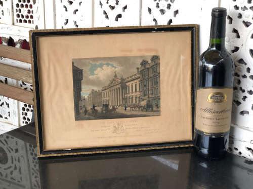 WILLIAM WATTS (1752 - 1851) RARE !!! BEAUTIFUL COLOUR ENGRAVING OF EAST INDIA HOUSE AND DATED 1800