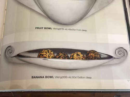 WOW !!! CARROL BOYES FUNCTIONAL ART - VIKING PATTERN BANANA BOWL - CLEARLY MARKED