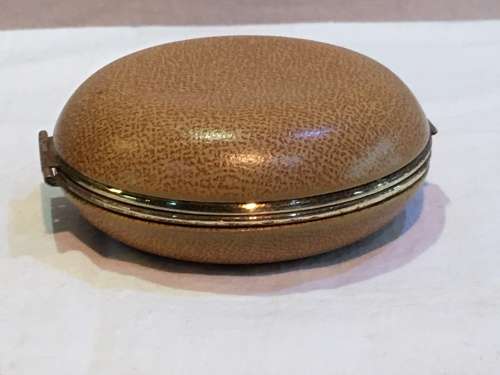 Vintage Rhythm Japan Wind-Up World Time Travel Alarm Mechanical BRASS Clock in Leather Case
