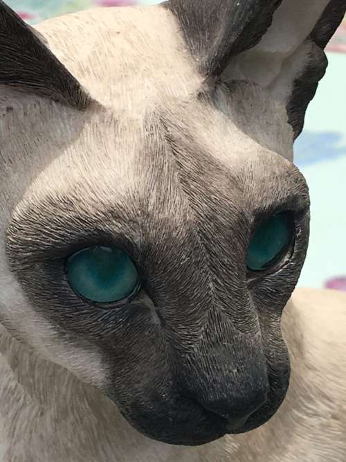 COUNTRY ARTISTS COLLECTABLE CAT FIGURINE -.SIGNED and DATED 2003 -  SIAMESE CAT GLASS EYES
