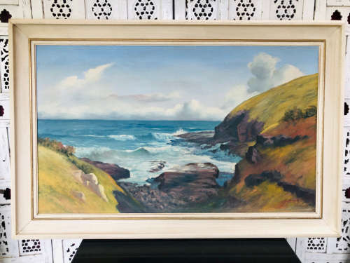 INVESTMENT ART !! GAWIE CRONJE (1930 - 2007) STUNNING LARGE FRAMED OIL ON CANVAS - SEASCAPE
