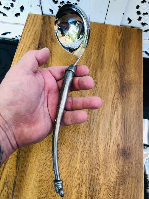 CARROL BOYES FUNCTIONAL ART !!! ARIES PATTERN SOUP LADLE - EARLY HEAVY PIECE
