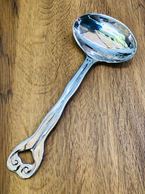 CARROL BOYES FUNCTIONAL ART !!! HANGING WAVE PATTERN SAUCE SPOON - 18/8 STAINLESS STEEL