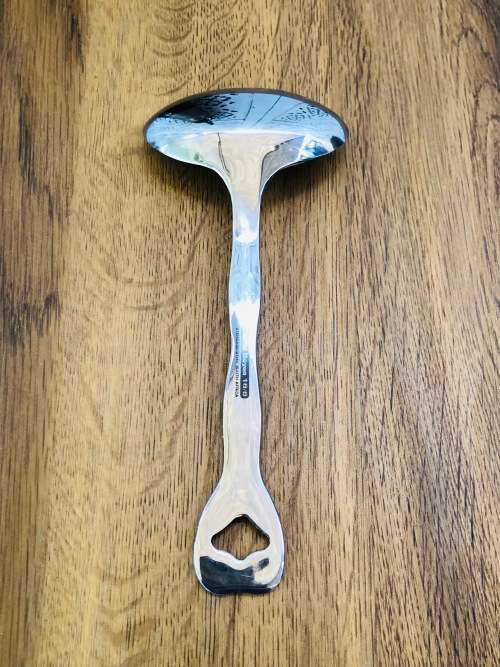 CARROL BOYES FUNCTIONAL ART !!! HANGING WAVE PATTERN SAUCE SPOON - 18/8 STAINLESS STEEL