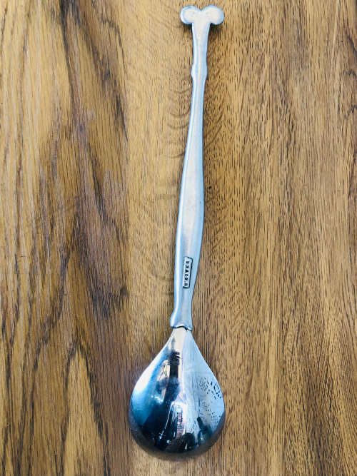 CARROL BOYES FUNCTIONAL ART !!! ABSTRACT FISH PATTERN SALAD SPOON - EARLY HEAVY PIECE