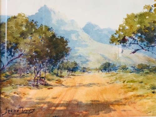 WOW !!! IRENE DYER (SA 1890 - 1954) STUNNING FRAMED WATERCOLOUR LANDSCAPE PAINTING