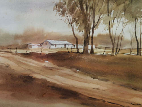 INVESTMENT ART !! GORDON LEGG (SA 1932 -) LARGE ORIGINAL FRAMED WATERCOLOUR - FRANSHOEK COTTAGE