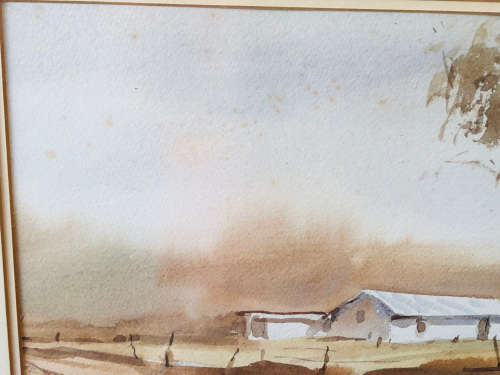 INVESTMENT ART !! GORDON LEGG (SA 1932 -) LARGE ORIGINAL FRAMED WATERCOLOUR - FRANSHOEK COTTAGE